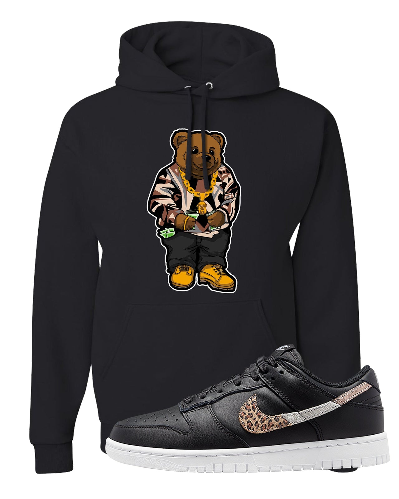 Primal Black Leopard Low Dunks Hoodie | Sweater Bear, Black