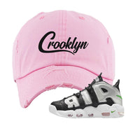 Black Silver Uptempos Distressed Dad Hat | Crooklyn, Light Pink