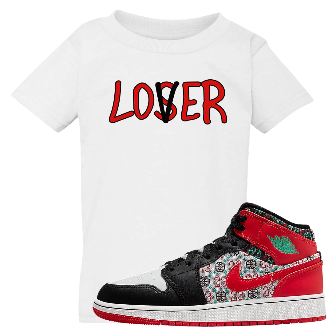 Ugly Sweater GS Mid 1s Kid's T Shirt | Lover, White