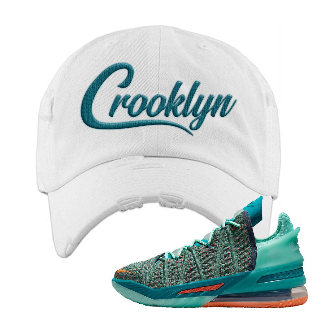 Lebron 18 We Are Family Distressed Dad Hat | Crooklyn, White