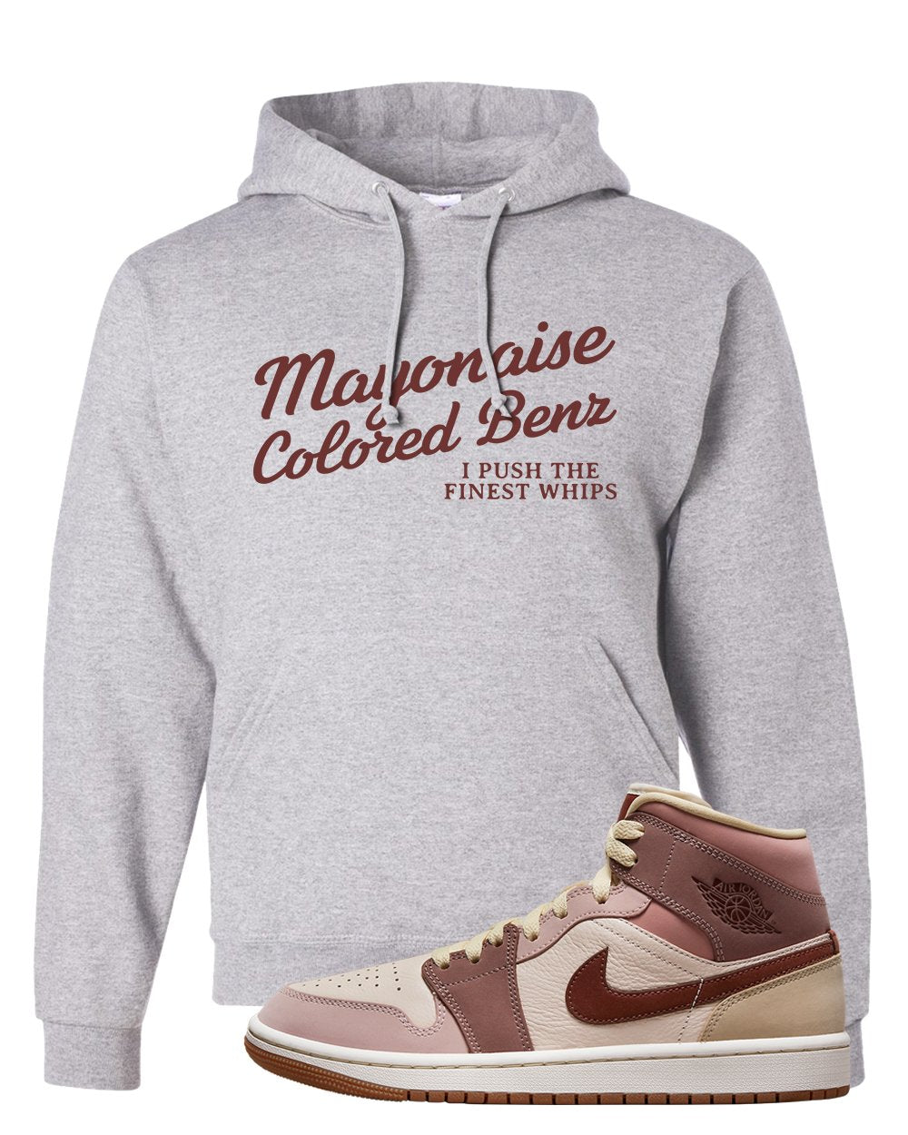 Pink Sand Mauve Mid 1s Hoodie | Mayonaise Colored Benz, Ash