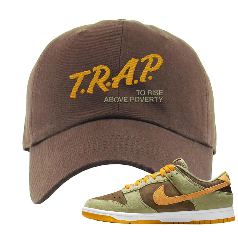 SB Dunk Low Dusty Olive Dad Hat | Trap To Rise Above Poverty, Brown