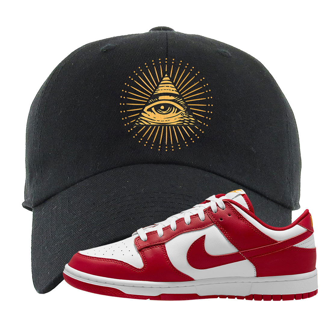 Red White Yellow Low Dunks Dad Hat | All Seeing Eye, Black