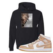 Air Jordan 1 Mid Tan Leather Hoodie | Miguel, Black