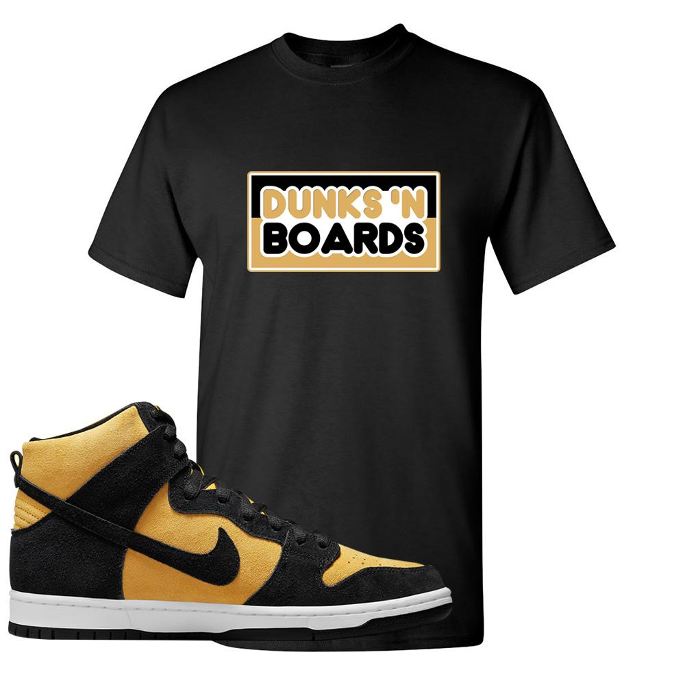Reverse Goldenrod High Dunks T Shirt | Dunks N Boards, Black