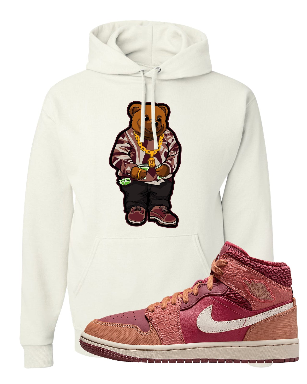 Africa Mid 1s Hoodie | Sweater Bear, White