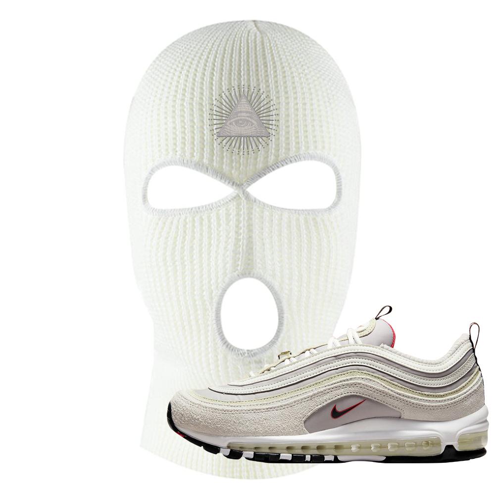First Use Suede 97s Ski Mask | All Seeing Eye, White