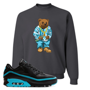 Black Blue Fury 90s Crewneck Sweatshirt | Sweater Bear, Charcoal Grey