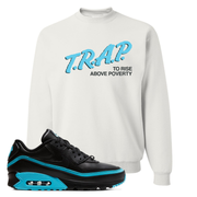 Black Blue Fury 90s Crewneck Sweatshirt | Trap to Rise Above Poverty, White