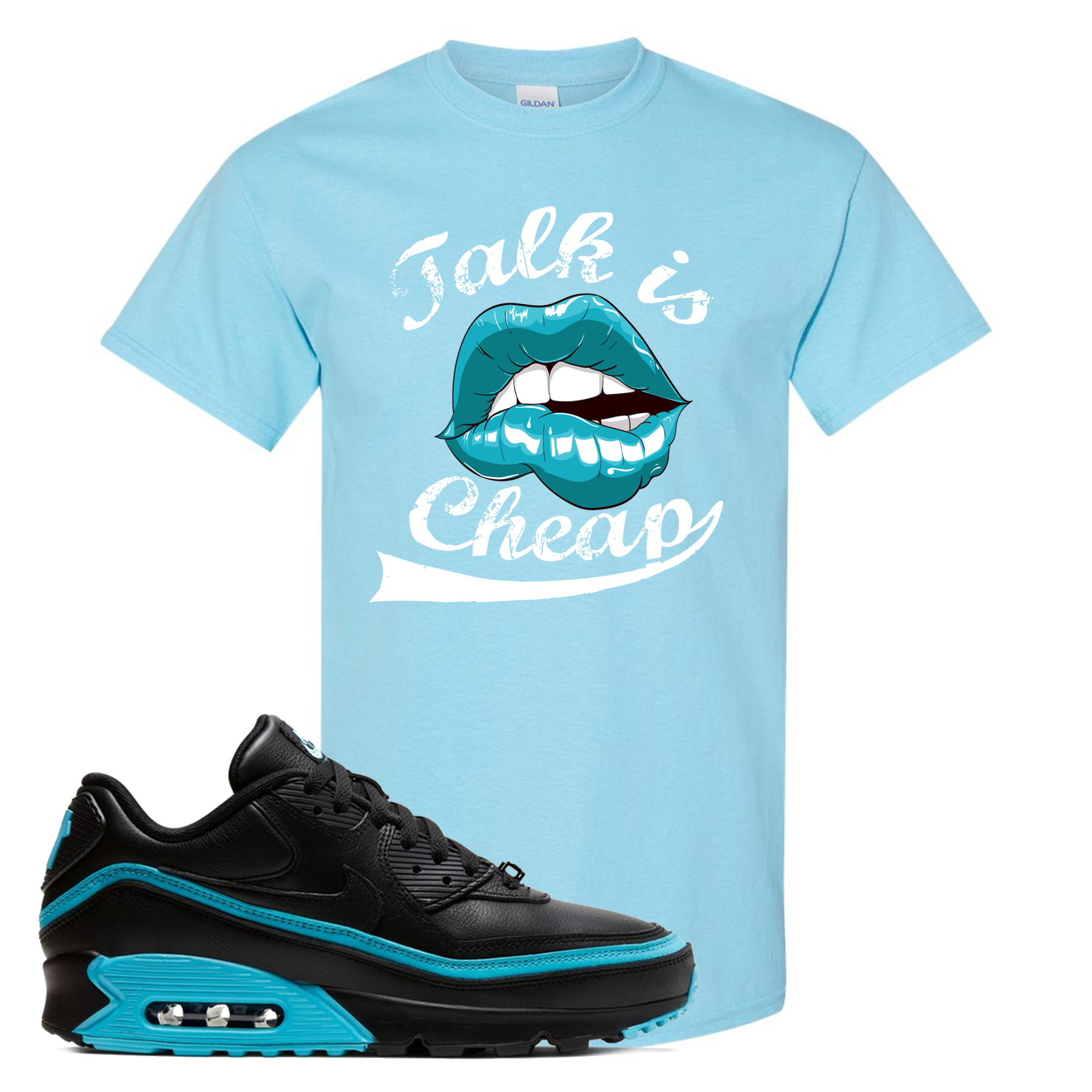 Black Blue Fury 90s T Shirt | Talking Lips, Sky Blue