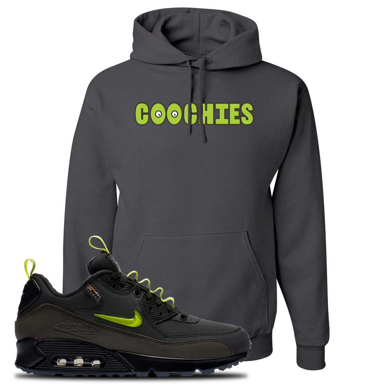 The Basement X Air Max 90 Manchester Coochies Charcoal Gray Sneaker Hook Up Pullover Hoodie