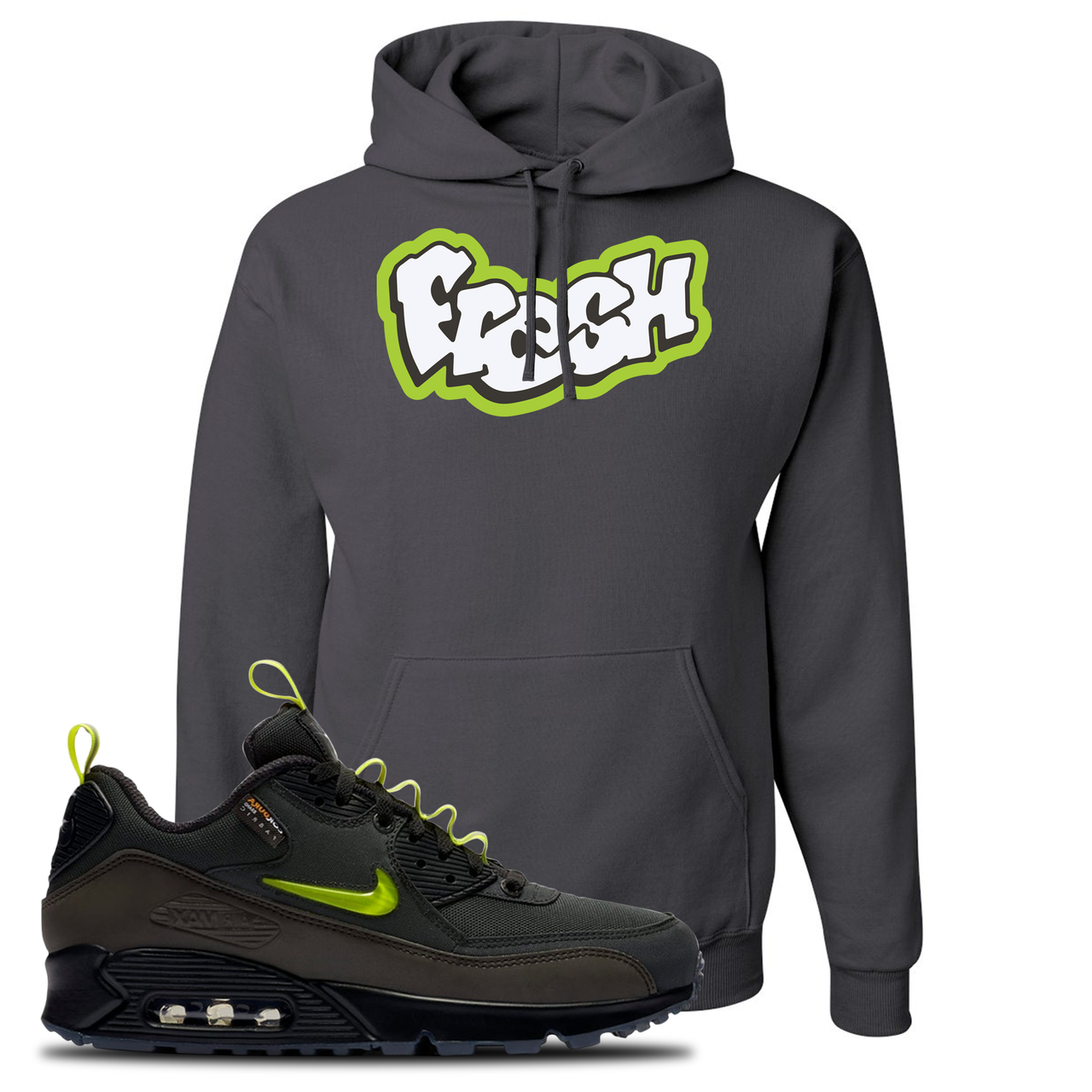The Basement X Air Max 90 Manchester Fresh Charcoal Gray Sneaker Hook Up Pullover Hoodie