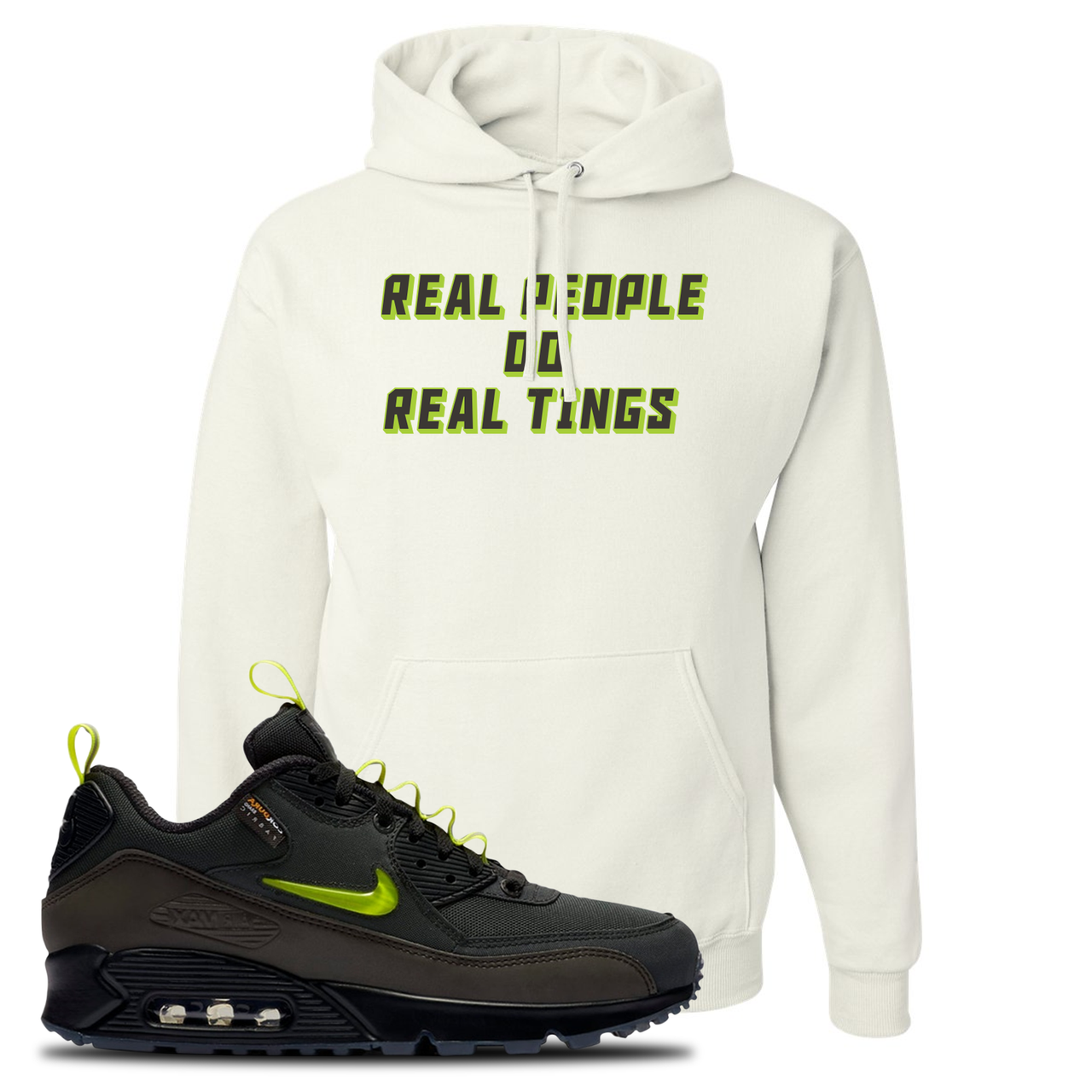 The Basement X Air Max 90 Manchester Real People Do Real Things White Sneaker Hook Up Pullover Hoodie