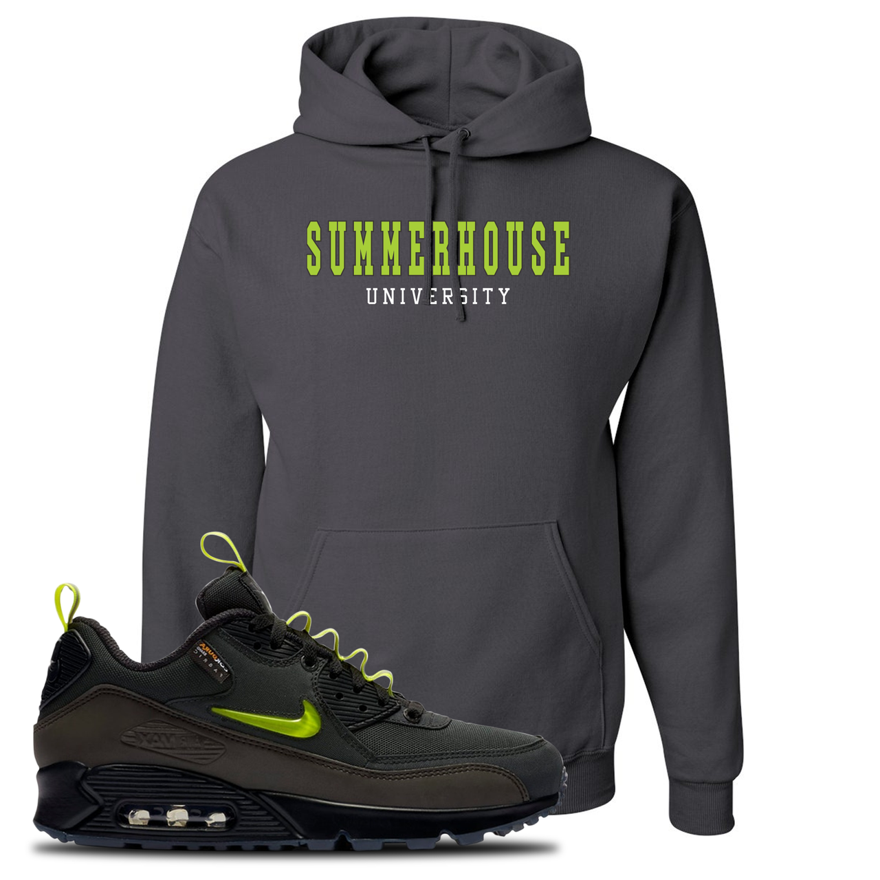 The Basement X Air Max 90 Manchester Summerhouse University Charcoal Gray Sneaker Hook Up Pullover Hoodie