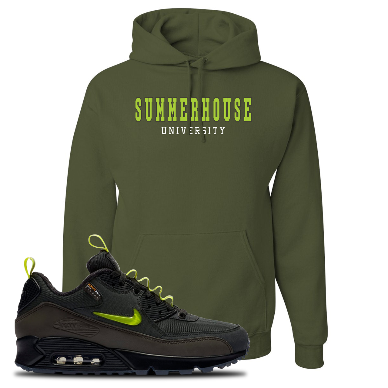 The Basement X Air Max 90 Manchester Summerhouse University Military Green Sneaker Hook Up Pullover Hoodie