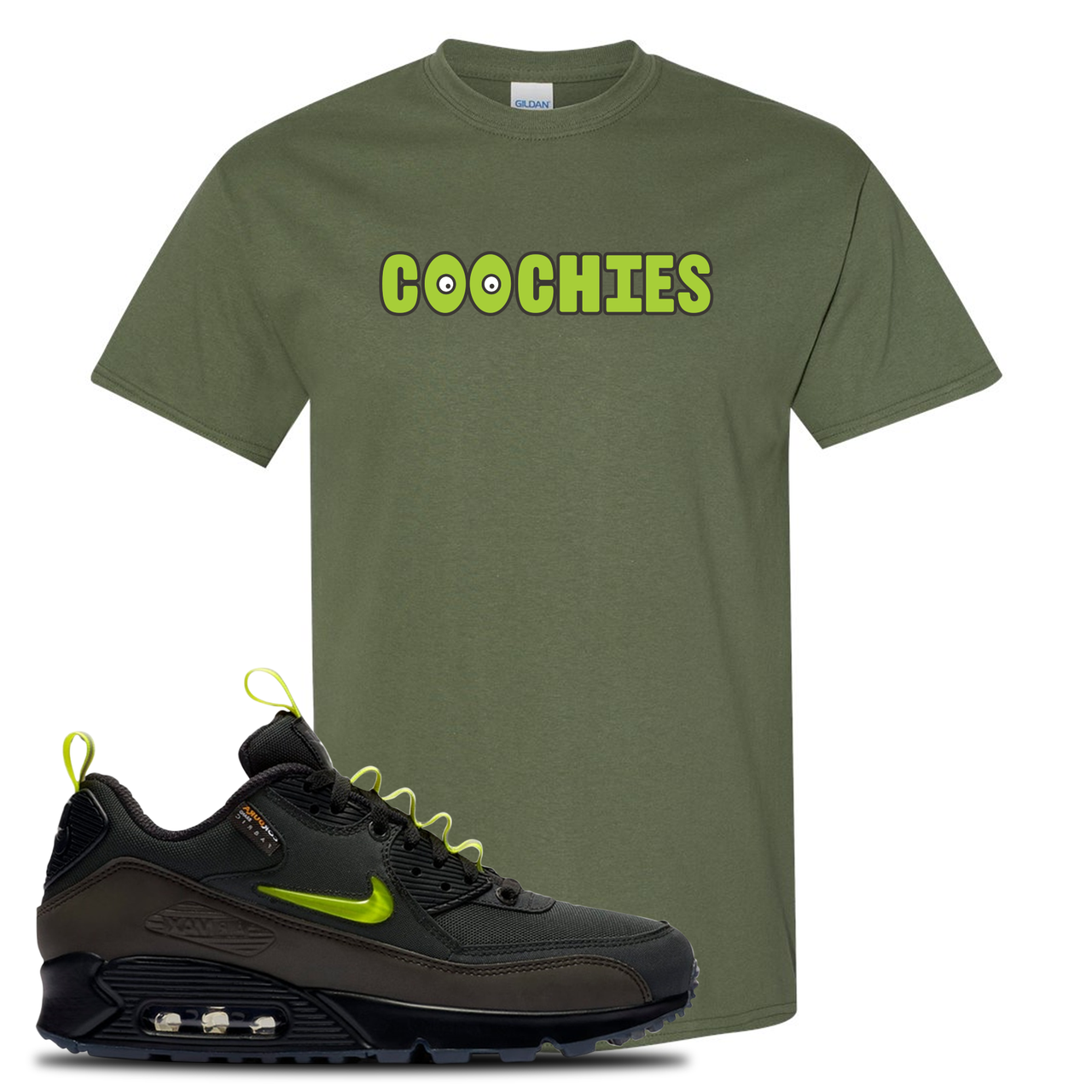 The Basement X Air Max 90 Manchester Coochies Military Green Sneaker Hook Up T-Shirt