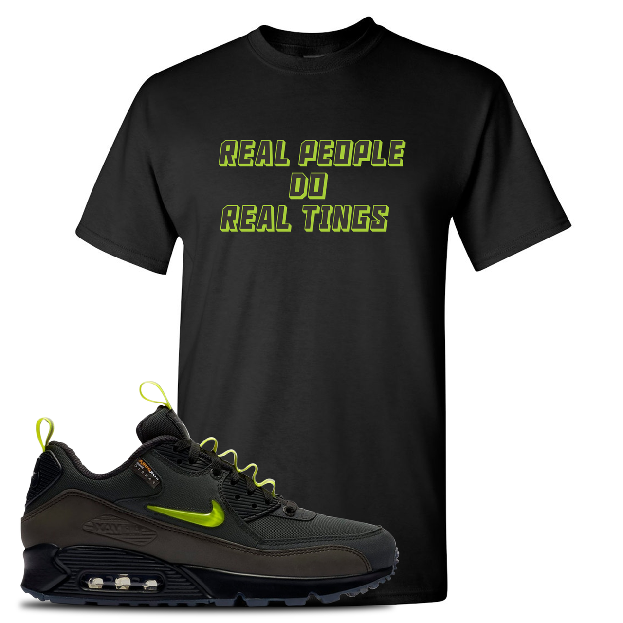 The Basement X Air Max 90 Manchester Real People Do Real Things Black Sneaker Hook Up T-Shirt
