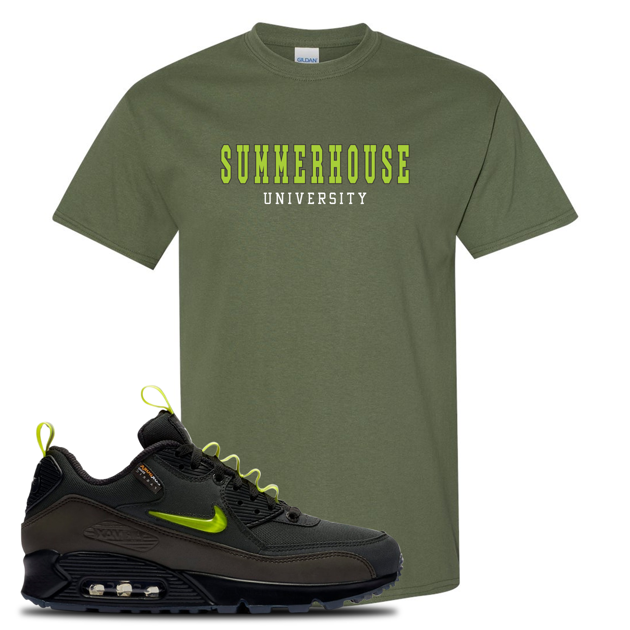 The Basement X Air Max 90 Manchester Summerhouse University Military Green Sneaker Hook Up T-Shirt