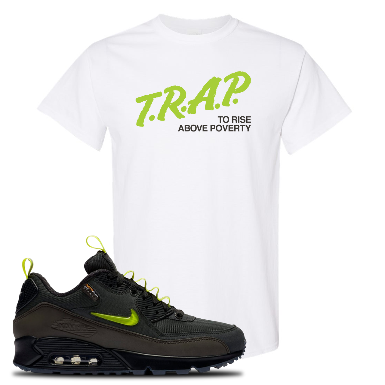 The Basement X Air Max 90 Manchester Trap to Rise Above Poverty White Sneaker Hook Up T-Shirt