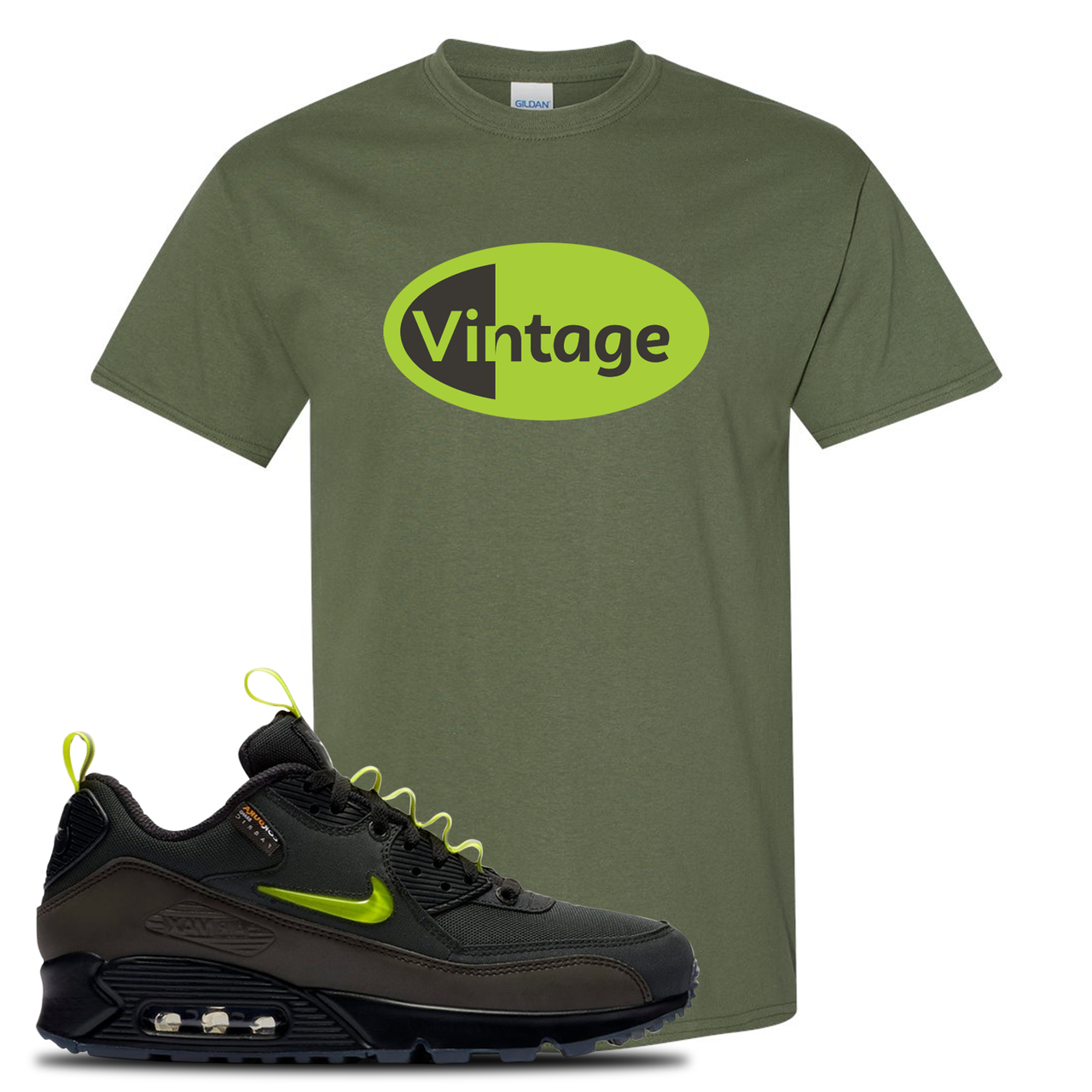 The Basement X Air Max 90 Manchester Vintage Oval Military Green Sneaker Hook Up T-Shirt