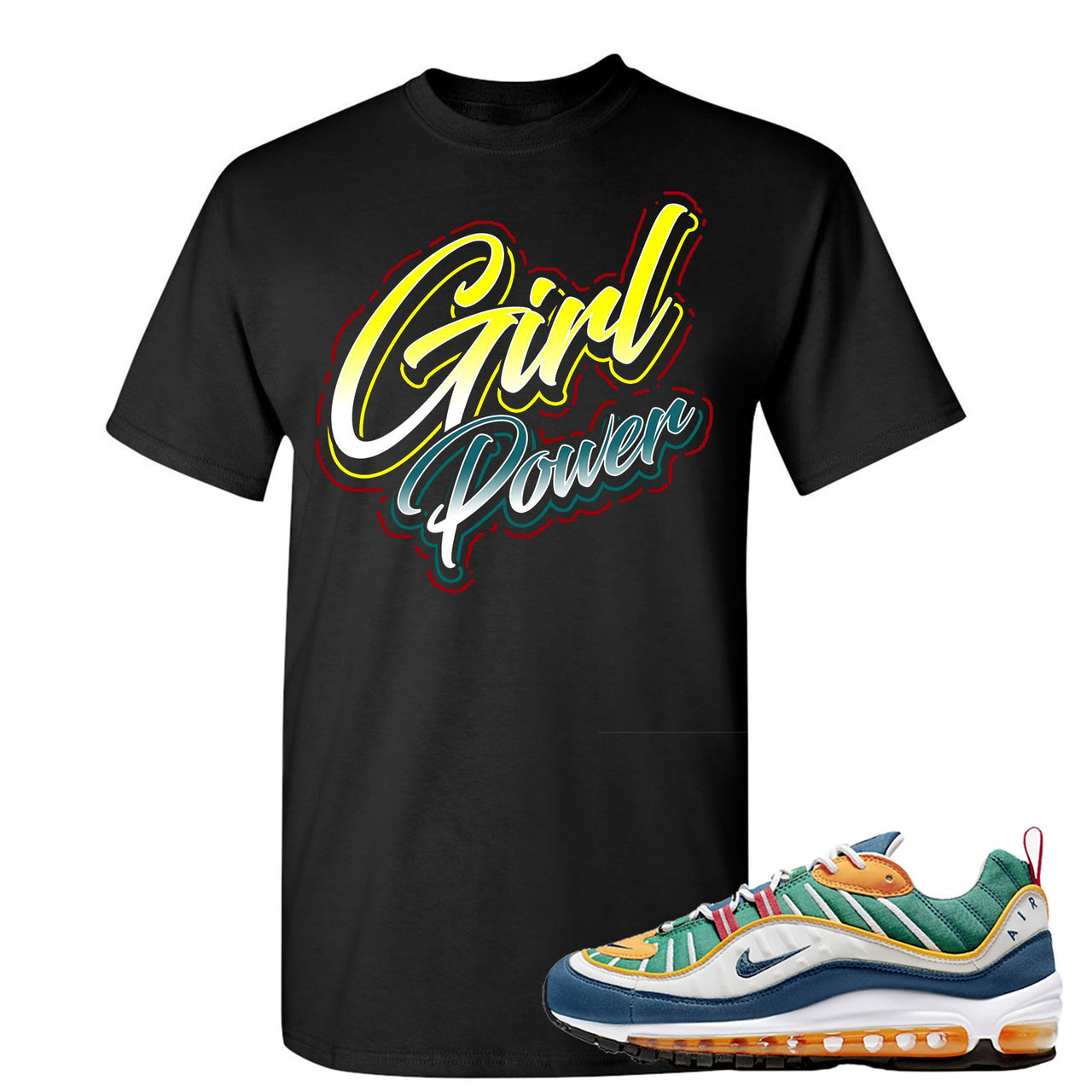 Multicolor 98s T Shirt | Girl Power, Black