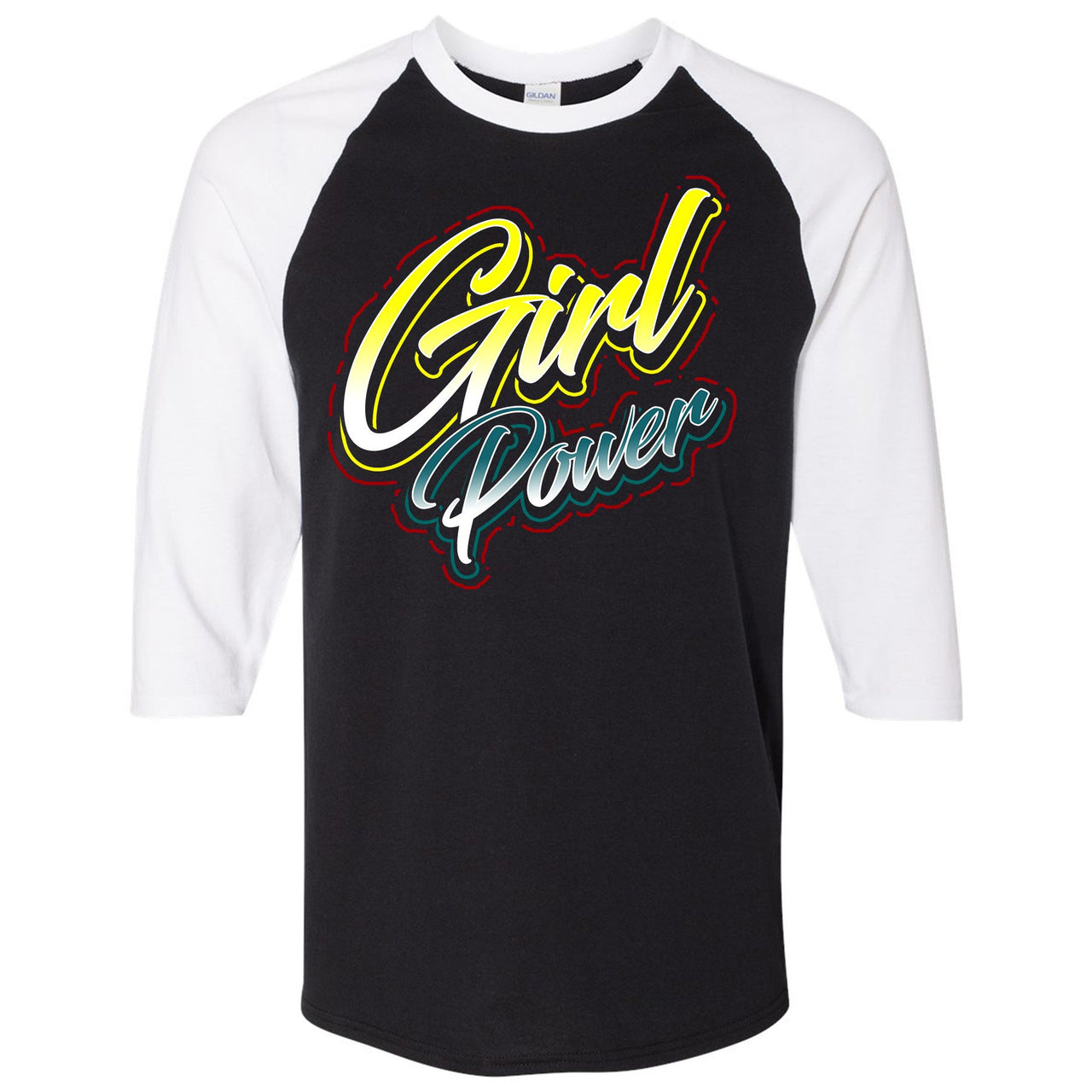 Multicolor 98s Raglan T Shirt | Girl Power, Black and White