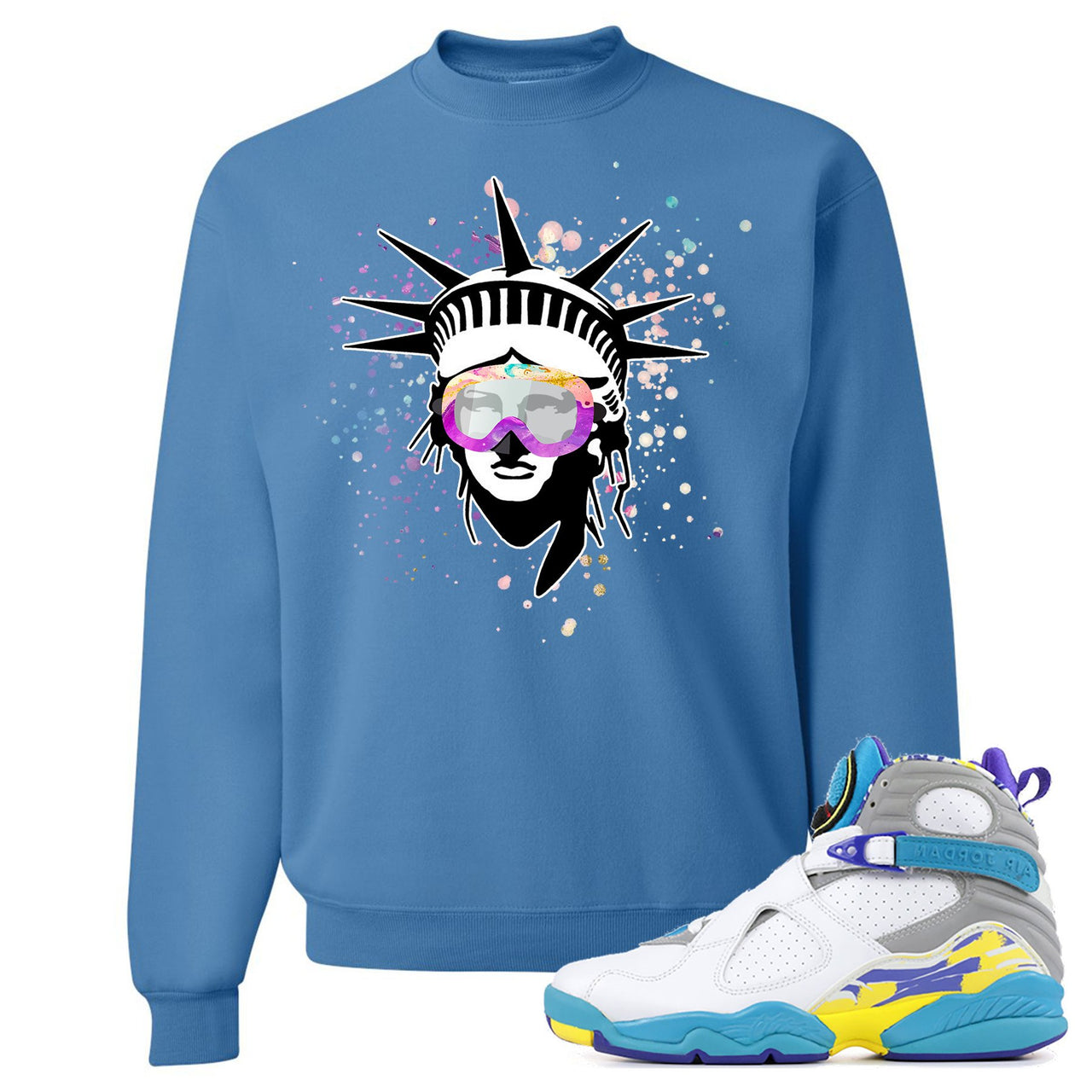 White Aqua 8s Crewneck Sweatshirt | Liberty Head, Columbia Blue
