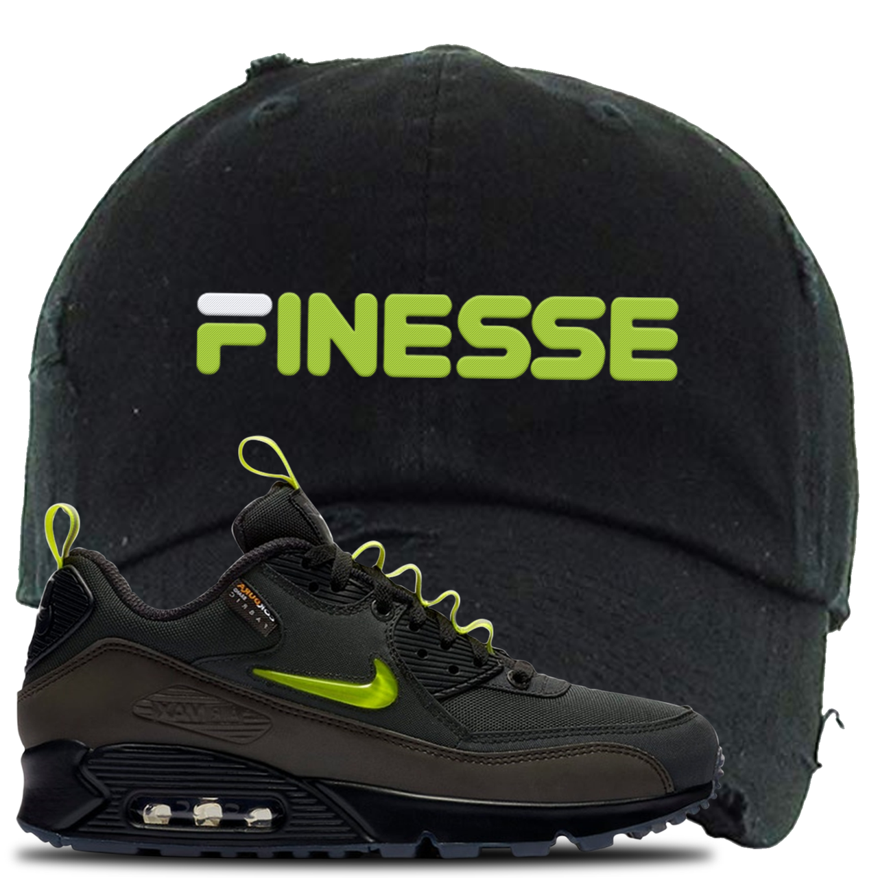 The Basement X Air Max 90 Manchester Finesse Black Sneaker Hook Up Distressed Dad Hat