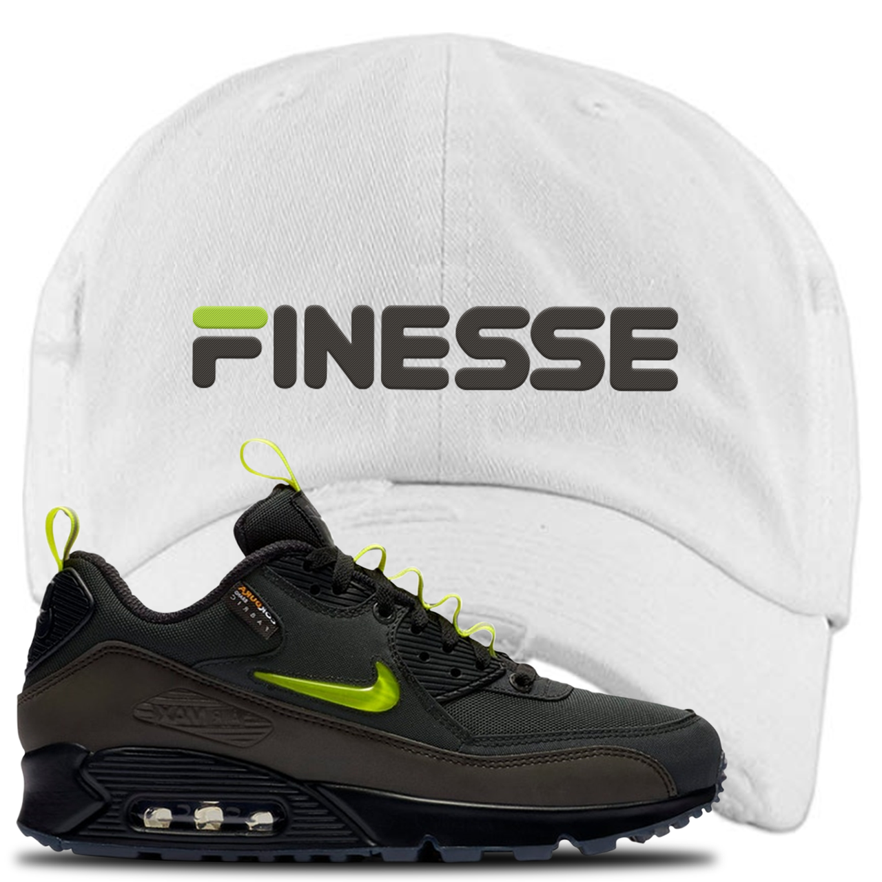 The Basement X Air Max 90 Manchester Finesse White Sneaker Hook Up Distressed Dad Hat