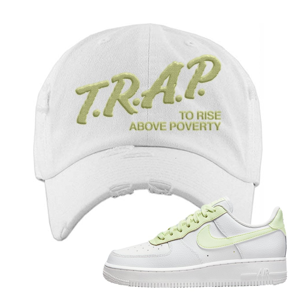 WMNS Color Block Mint 1s Distressed Dad Hat | Trap To Rise Above Poverty, White