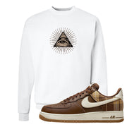 Cacao Colored Plaid AF 1s Crewneck Sweatshirt | All Seeing Eye, White