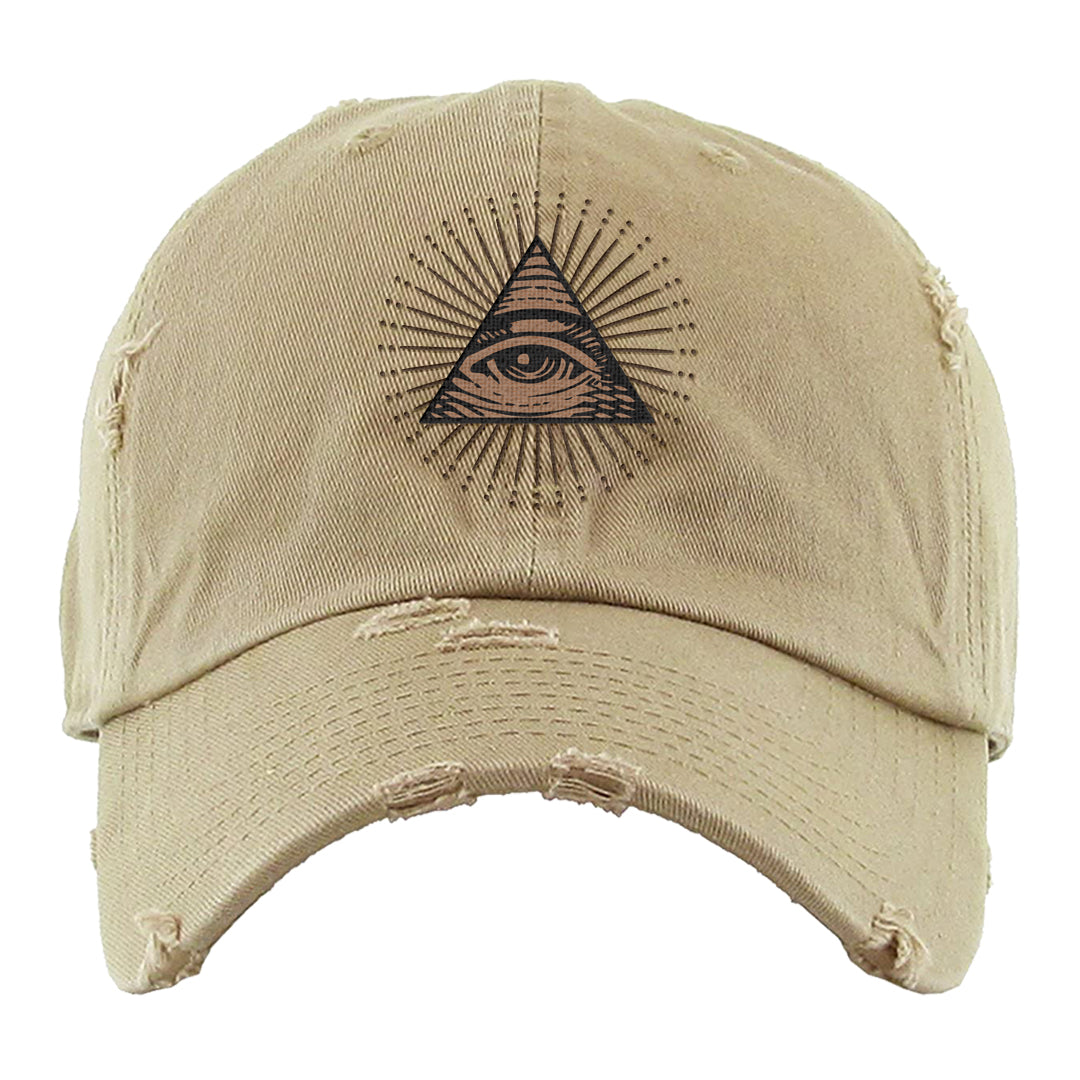 Cacao Colored Plaid AF 1s Distressed Dad Hat | All Seeing Eye, Khaki