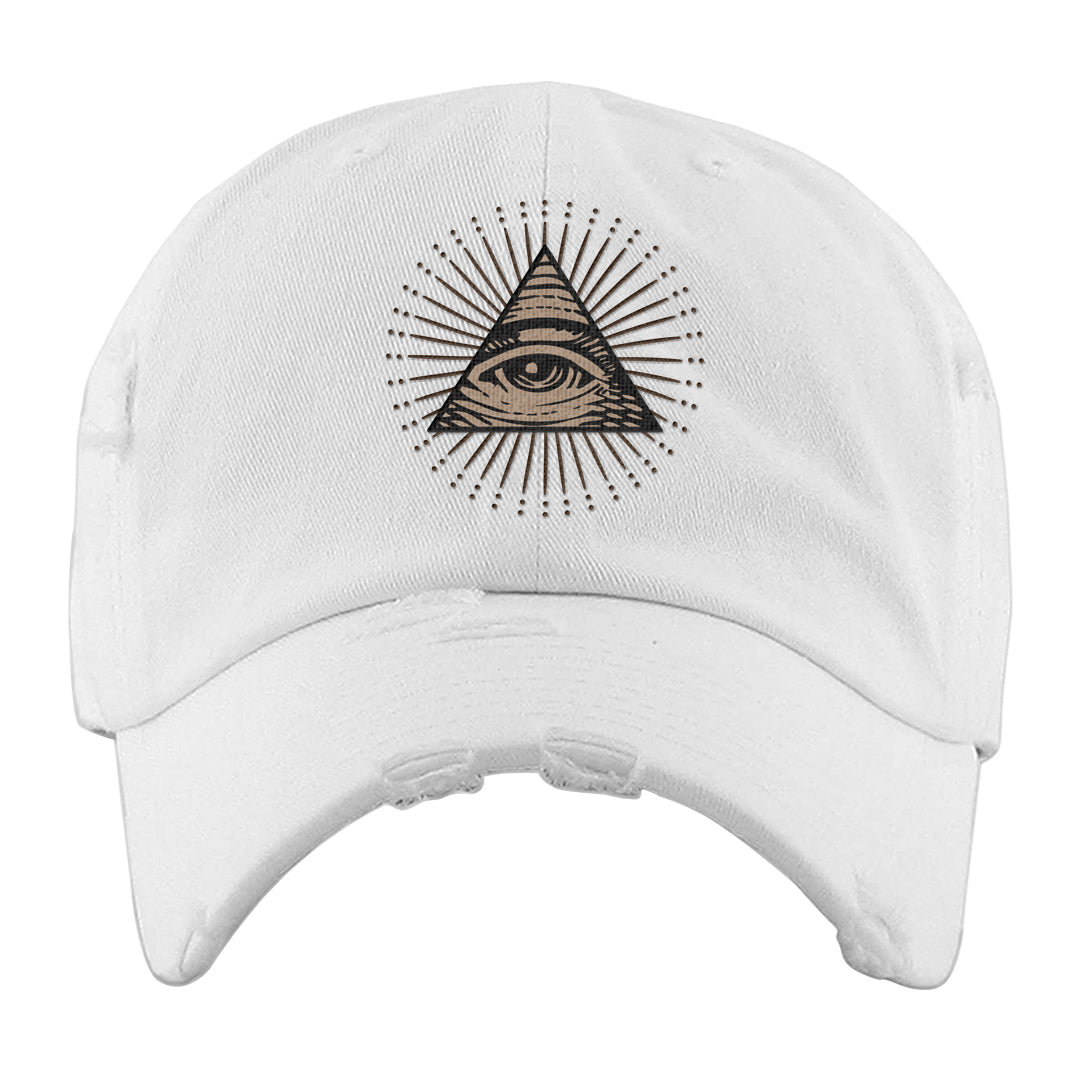 Cacao Colored Plaid AF 1s Distressed Dad Hat | All Seeing Eye, White