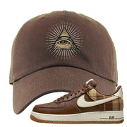 Cacao Colored Plaid AF 1s Dad Hat | All Seeing Eye, Brown