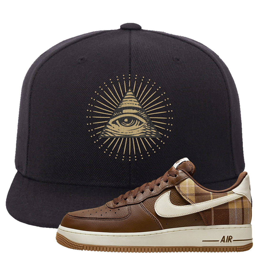 Cacao Colored Plaid AF 1s Snapback Hat | All Seeing Eye, Black