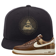 Cacao Colored Plaid AF 1s Snapback Hat | All Seeing Eye, Black