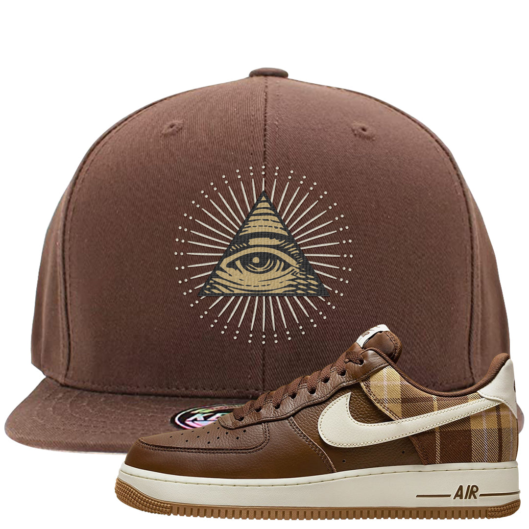 Cacao Colored Plaid AF 1s Snapback Hat | All Seeing Eye, Brown