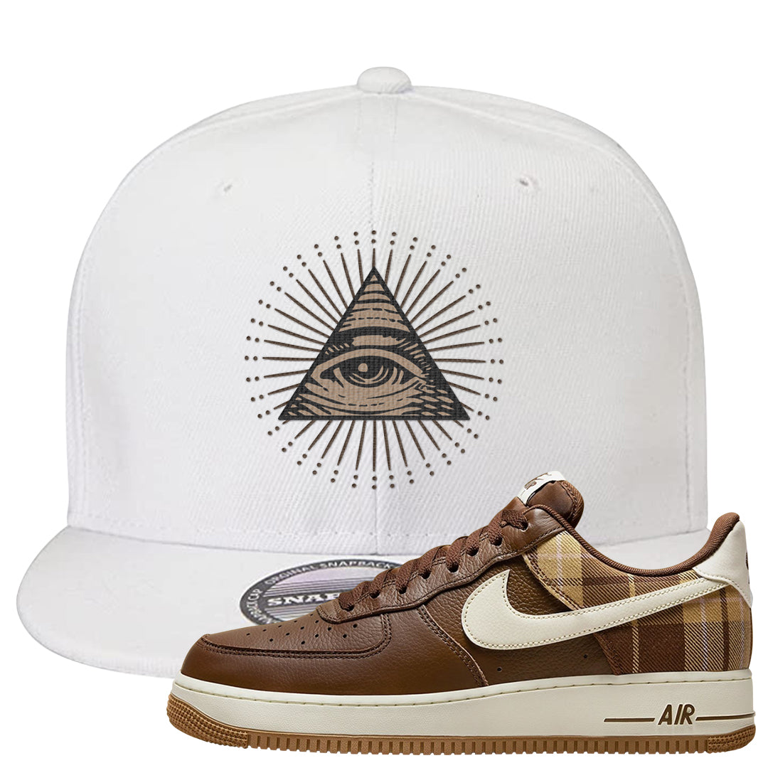 Cacao Colored Plaid AF 1s Snapback Hat | All Seeing Eye, White