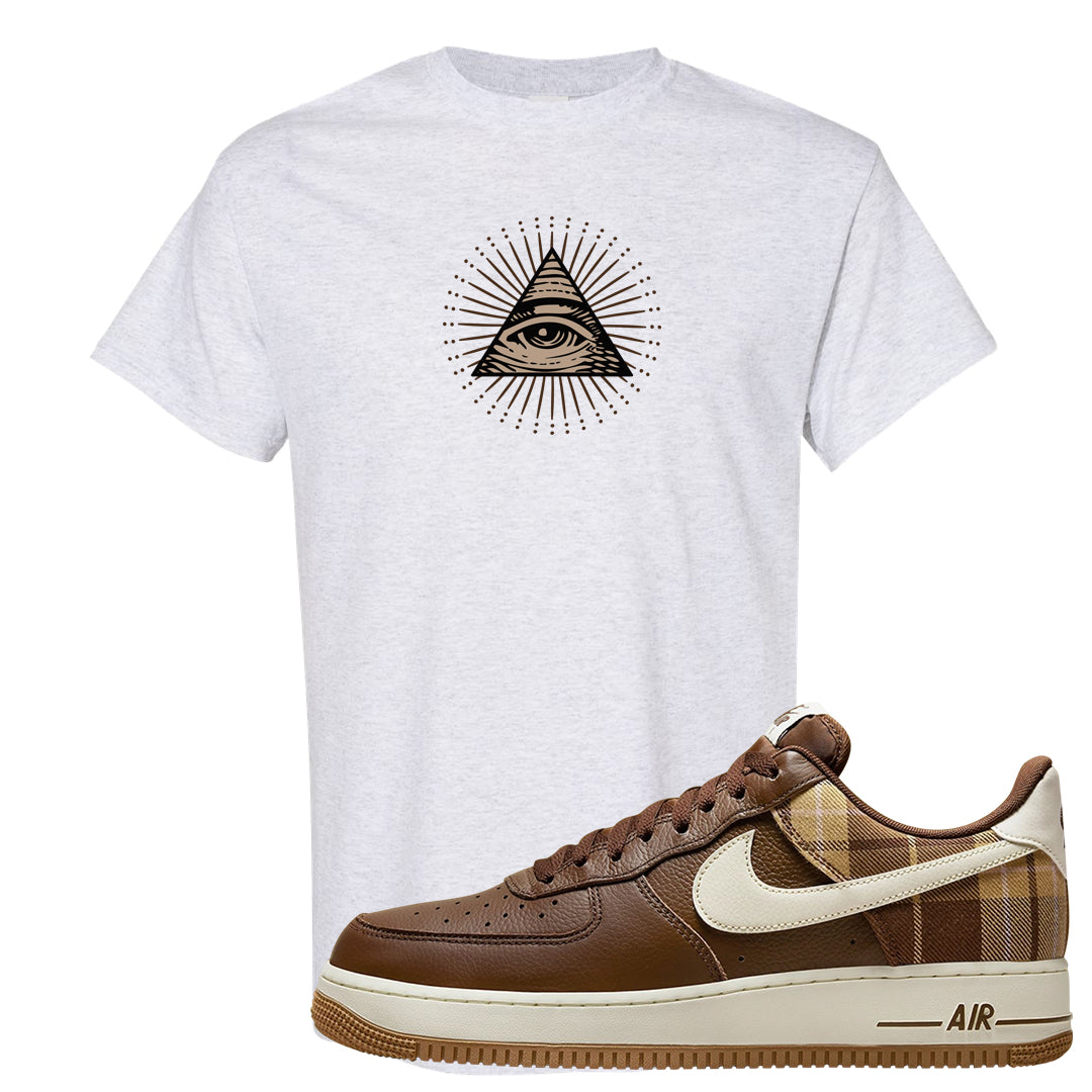 Cacao Colored Plaid AF 1s T Shirt | All Seeing Eye, Ash