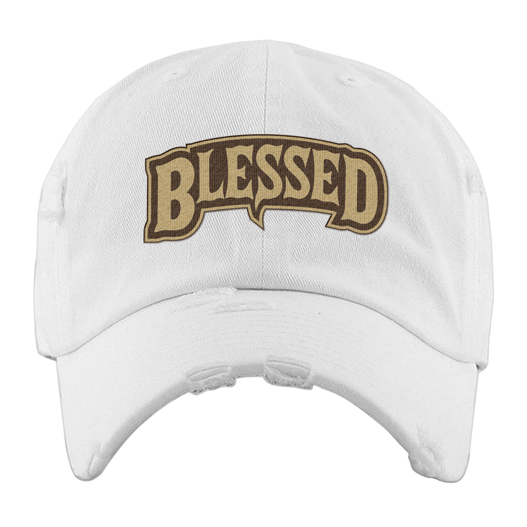 Cacao Colored Plaid AF 1s Distressed Dad Hat | Blessed Arch, White