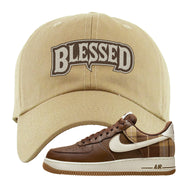 Cacao Colored Plaid AF 1s Dad Hat | Blessed Arch, Khaki