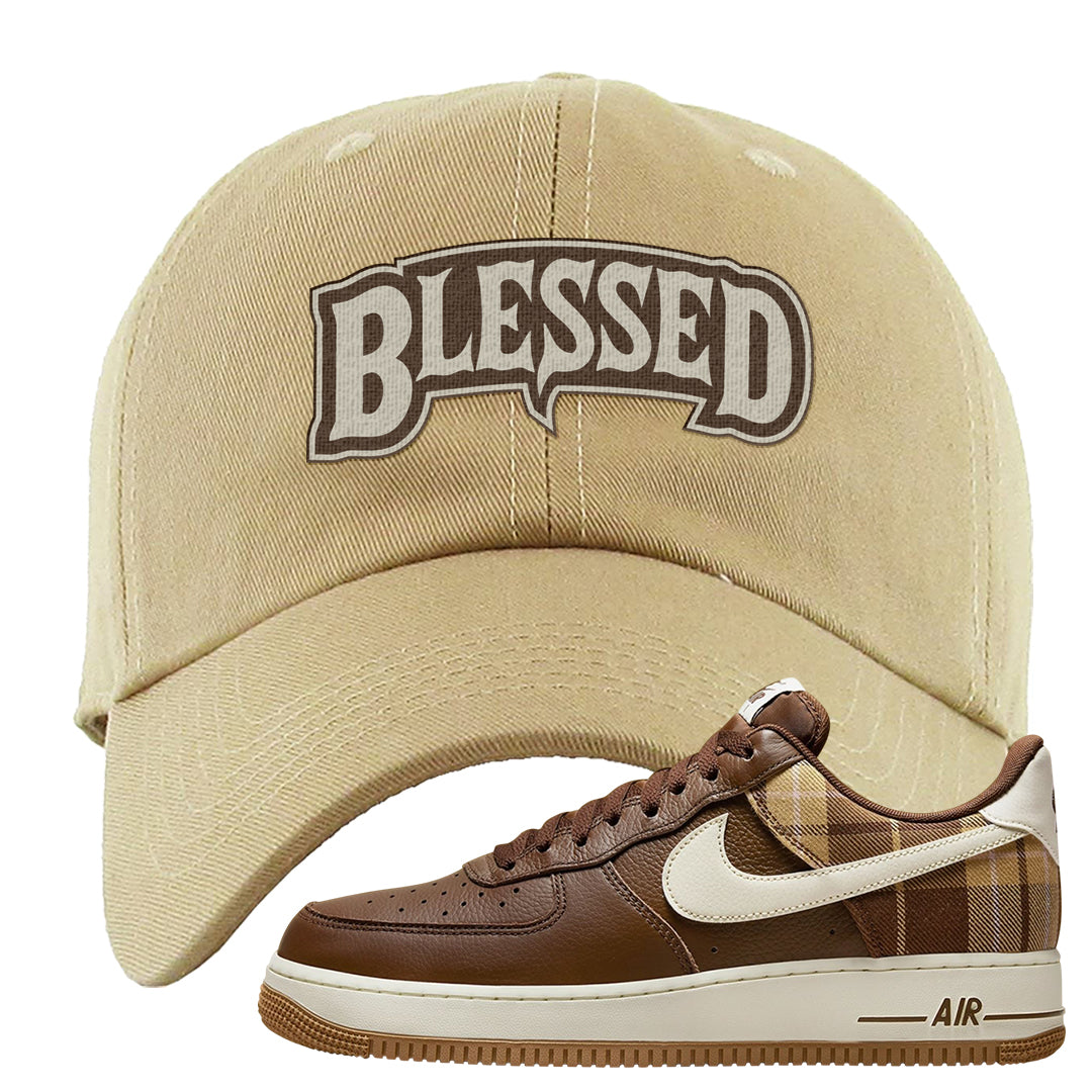 Cacao Colored Plaid AF 1s Dad Hat | Blessed Arch, Khaki