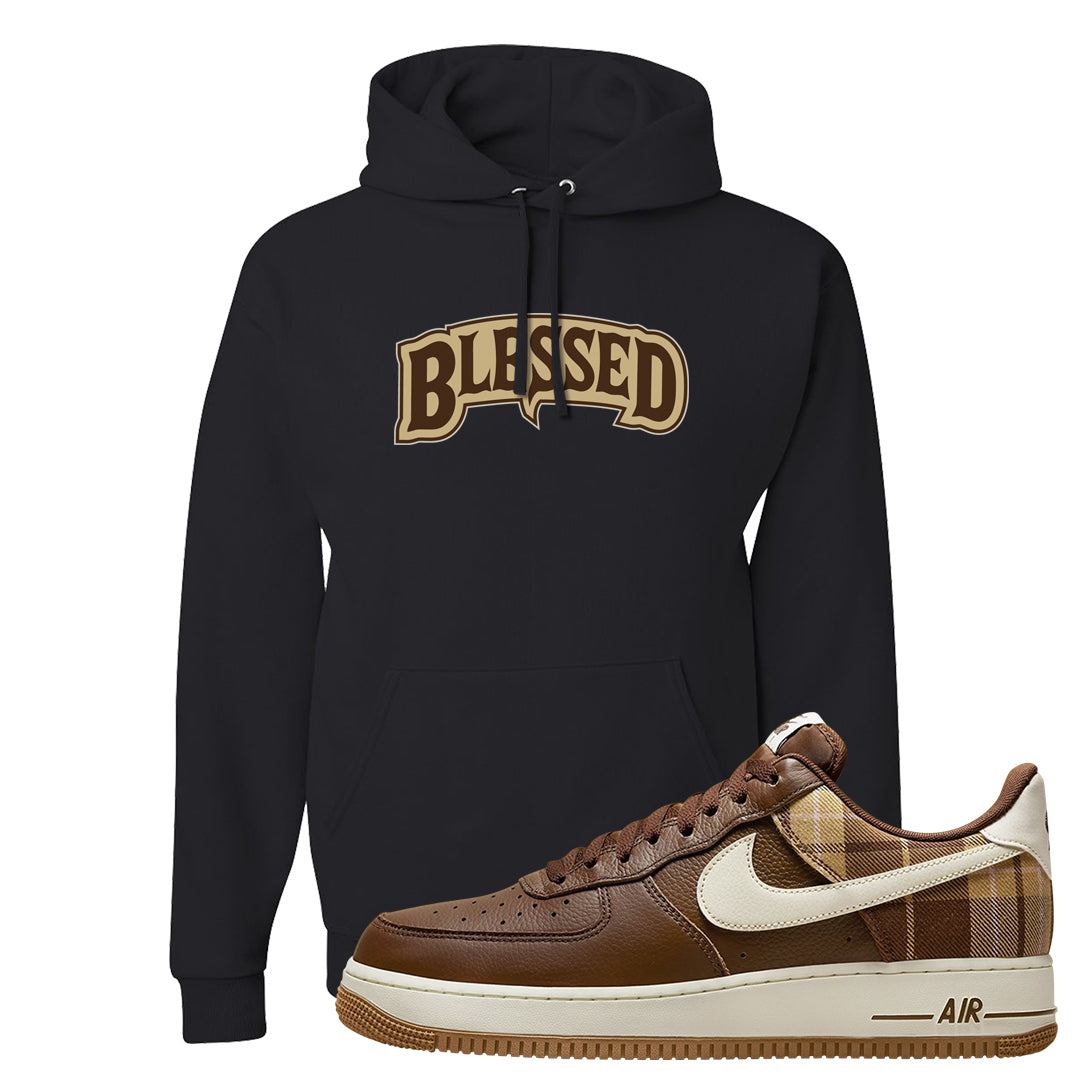 Cacao Colored Plaid AF 1s Hoodie | Blessed Arch, Black