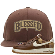 Cacao Colored Plaid AF 1s Snapback Hat | Blessed Arch, Brown