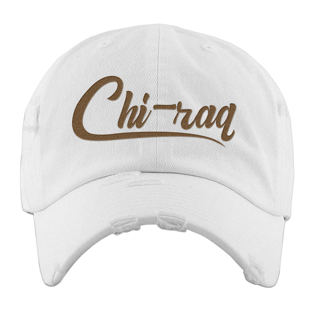 Cacao Colored Plaid AF 1s Distressed Dad Hat | Chiraq, White
