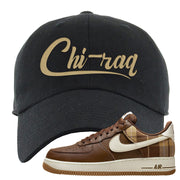 Cacao Colored Plaid AF 1s Dad Hat | Chiraq, Black