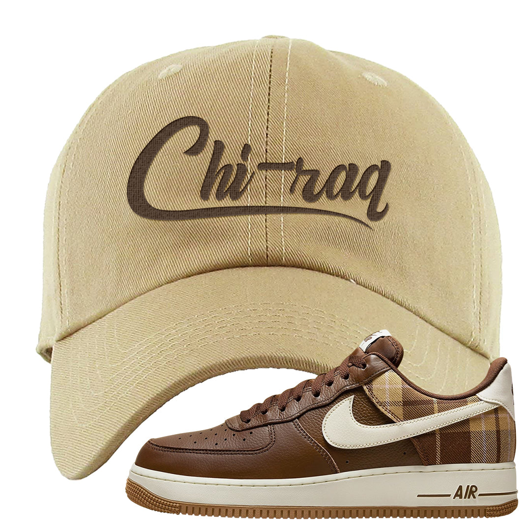 Cacao Colored Plaid AF 1s Dad Hat | Chiraq, Khaki