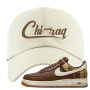 Cacao Colored Plaid AF 1s Dad Hat | Chiraq, White