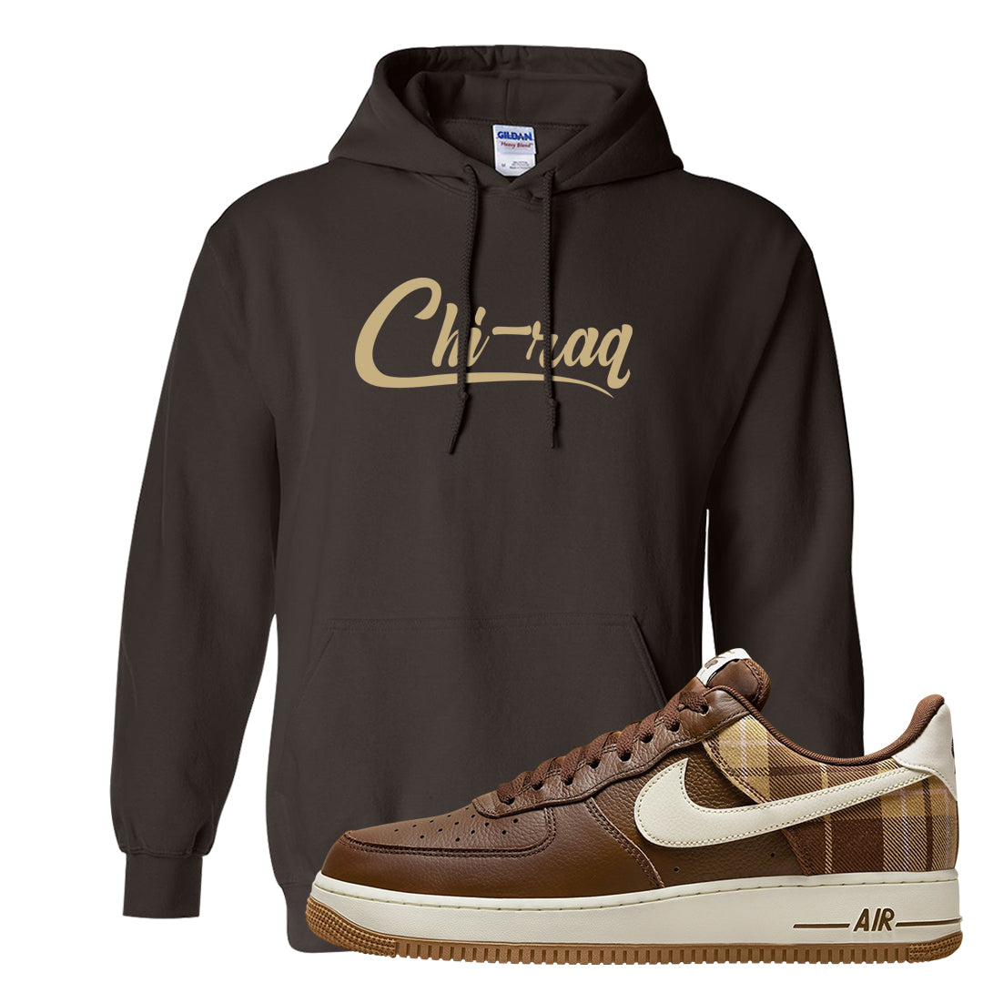 Cacao Colored Plaid AF 1s Hoodie | Chiraq, Dark Chocolate