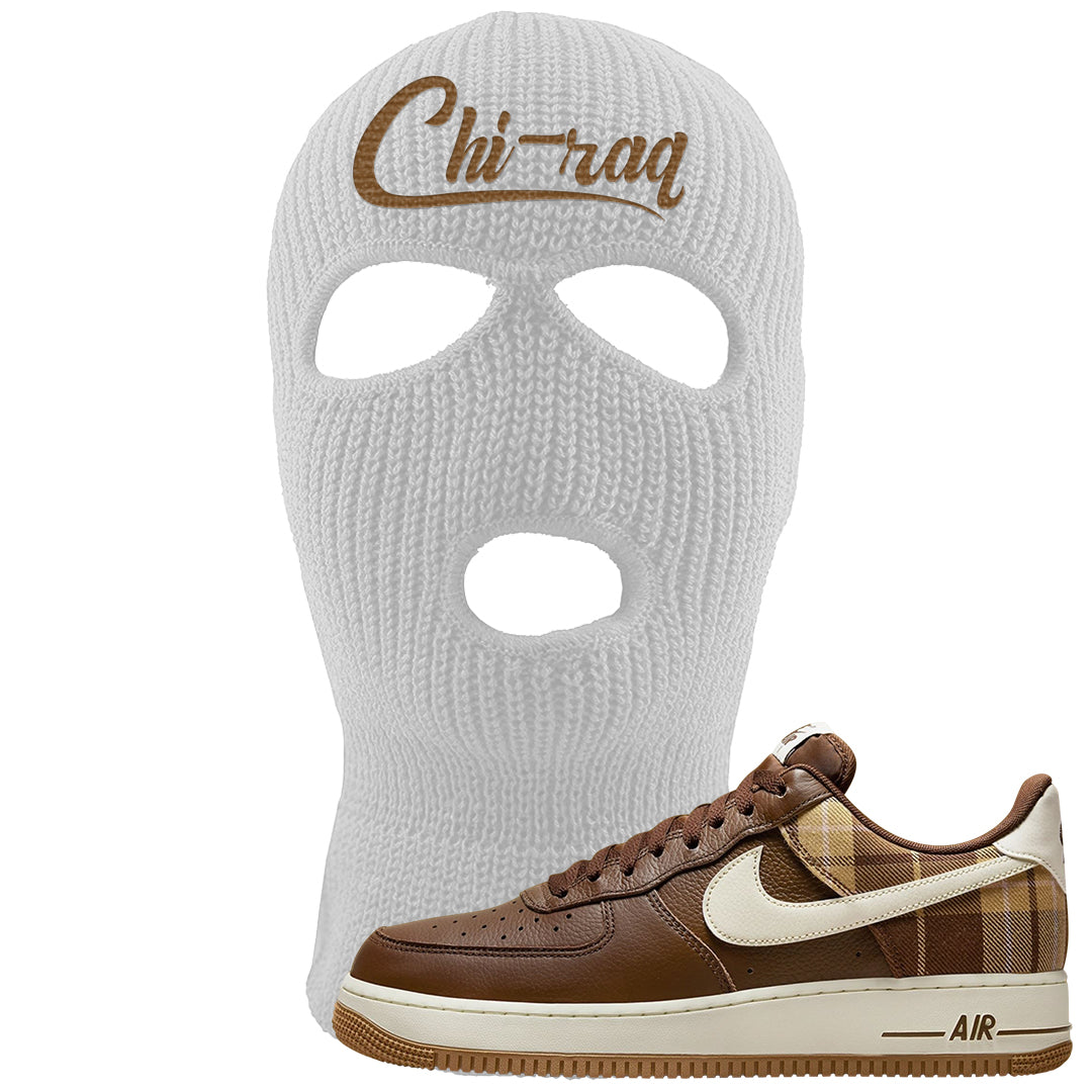Cacao Colored Plaid AF 1s Ski Mask | Chiraq, White